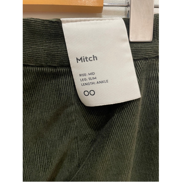 Aritzia Babaton Womens Size 00 Mitch Corduroy Pants Green Cropped Neutral - Picture 5 of 8